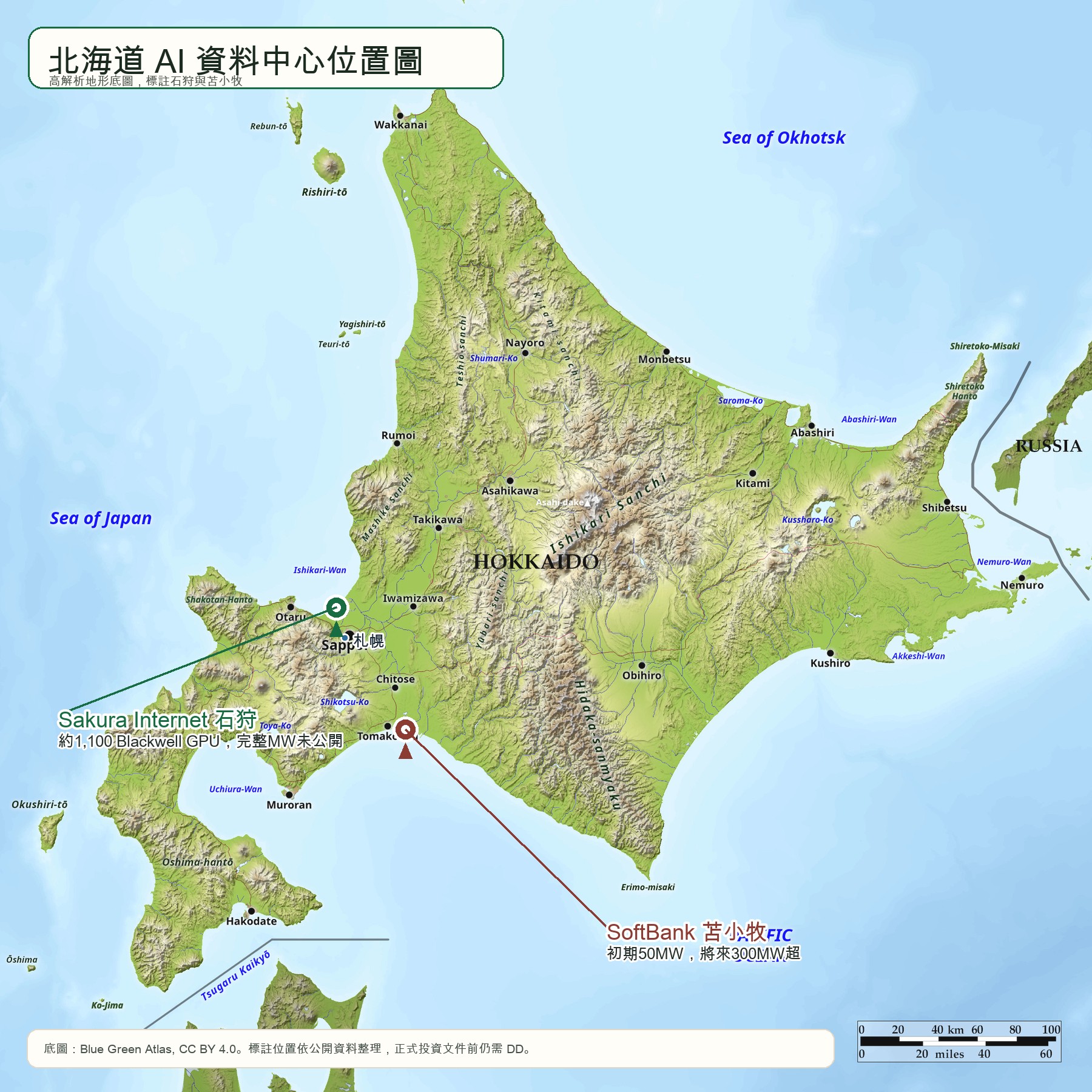 Map-style visual of AI compute and energy infrastructure